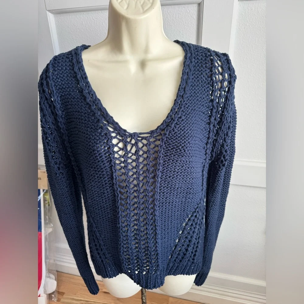 Twelfth Street By Cynthia‎ Vincent Cable Knit Sweater Women’s Size Small Blue
